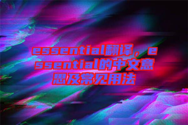 essential翻譯，essential的中文意思及常見用法