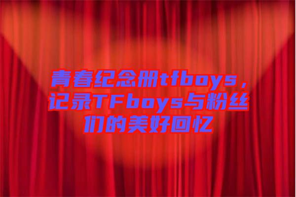 青春紀(jì)念冊(cè)tfboys，記錄TFboys與粉絲們的美好回憶