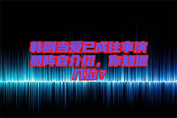 韓劇當(dāng)愛(ài)已成往事演員陣容介紹，你知道幾位？