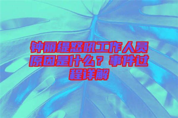 鐘麗緹怒吼工作人員原因是什么？事件過(guò)程詳解