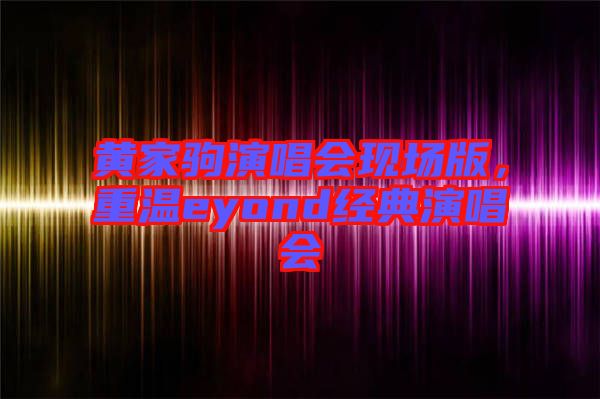 黃家駒演唱會(huì)現(xiàn)場(chǎng)版，重溫eyond經(jīng)典演唱會(huì)