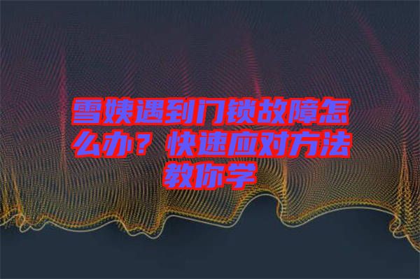 雪姨遇到門鎖故障怎么辦？快速應(yīng)對方法教你學