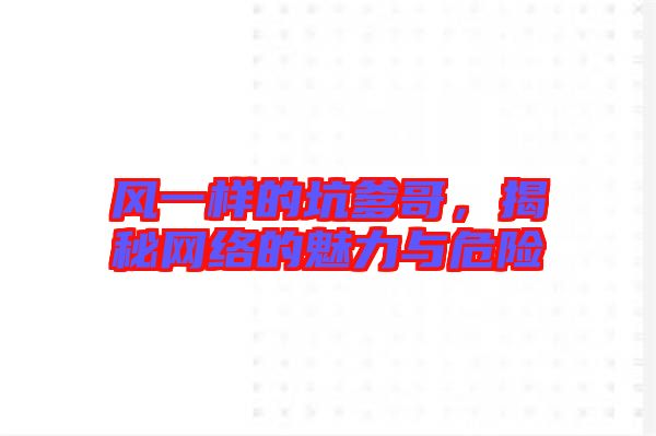 風(fēng)一樣的坑爹哥，揭秘網(wǎng)絡(luò)的魅力與危險(xiǎn)