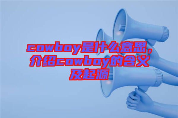 cowboy是什么意思，介紹cowboy的含義及起源